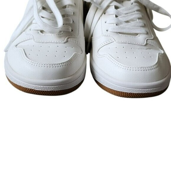 J Crew Factory Women's White with Green Like-New Leather Uppers Preppy Sneaker W - Picture 7 of 9